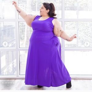 Ube Purple Essential Sleeveless Maxi Dress 4X Pockets Flare Skirt NWOT Elhoffer
